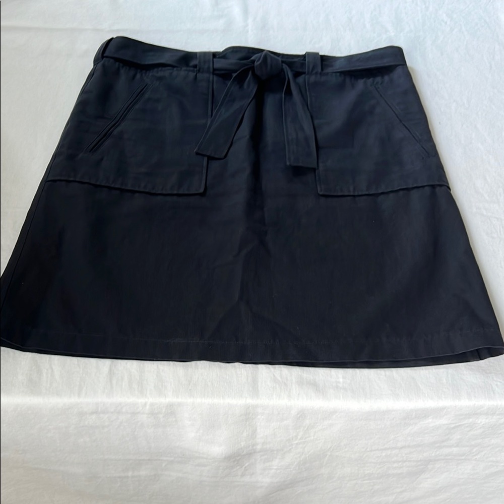 A.P.C. Navy A-Line Mini Skirt with Tie Front